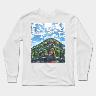 Iconic New Orleans Architecture Watercolor Painting Long Sleeve T-Shirt